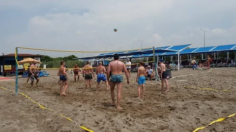 Handbal game match on the beach Stock Footage 114671595