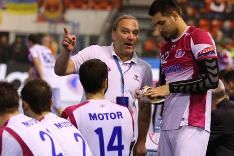 Handball game Motor Zaporozhye vs Kadetten Schaffhausen Stock Photos