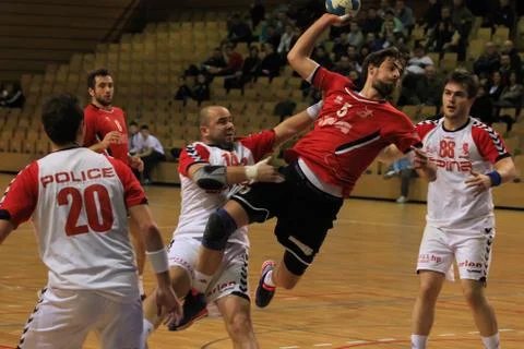 Handball jumpshot Stock Photos