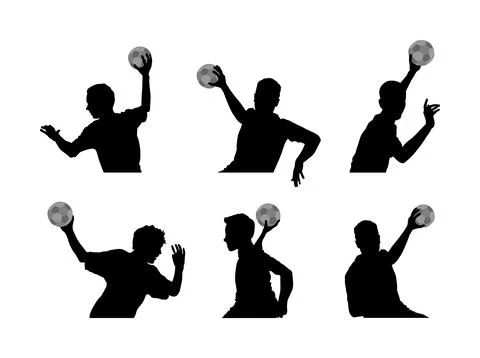 Handball player in action vector silhouette illustration. イラスト素材