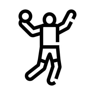 Handball player jumping throwing ball sports icon Stock Illustration