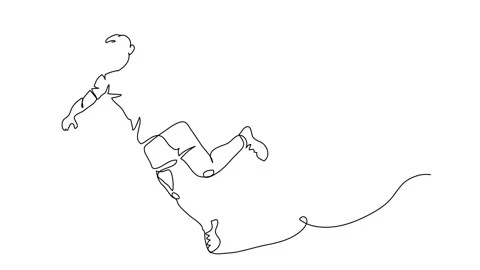 Handball player throws the ball, animated illustration. One continuous self Stock Footage 300953335