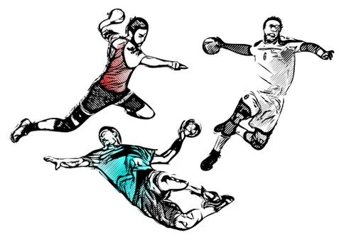 Handball players vector illustration Stock Illustration
