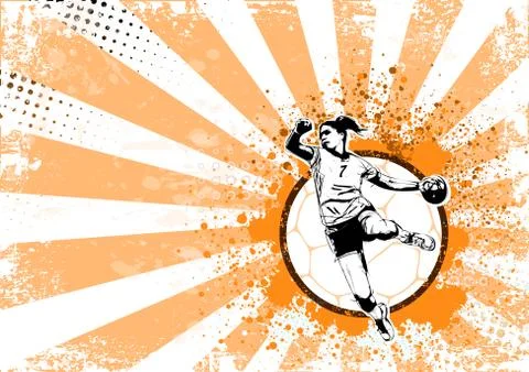 Handball retro poster background Stock Illustration