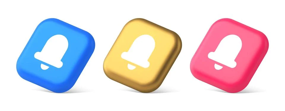 Handbell ring sound notification button incoming message call notification 3d Stock Illustration