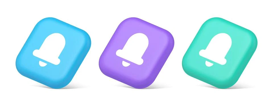 Handbell ring sound notification button incoming message call notification 3d Stock Illustration