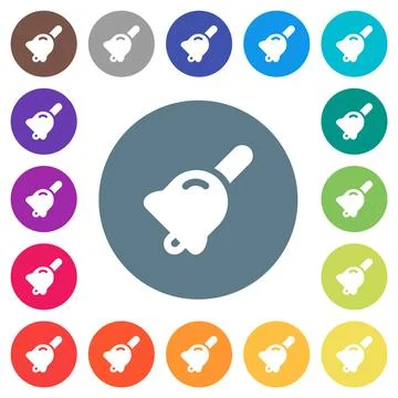 Handbell solid flat white icons on round color backgrounds 库存插图