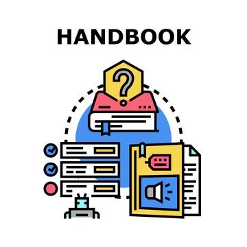 Handbook guidance helping user finding information Stock Illustration