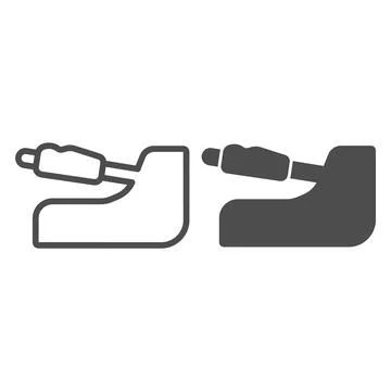 Handbrake handle line and solid icon, Car parts concept, brake handle in car Illustration