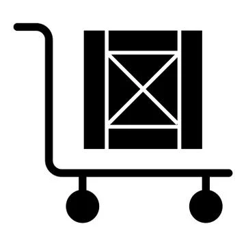 Handcart with box solid icon. Cargo on cart vector illustration isolated on イラスト素材