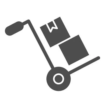 Handcart with boxes solid icon, delivery and logistics symbol, Cart for cargo Stock Illustration
