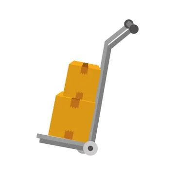 Handcart with stack of cardboard boxes delivery isolated icon Illustrazione stock