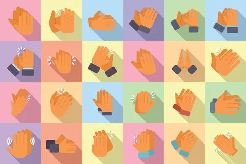 Handclap icons set flat vector. Acclaim body Stock Illustration