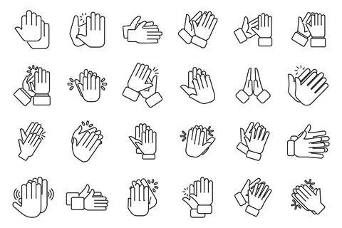 Handclap icons set outline vector. Acclaim body Stock Illustration
