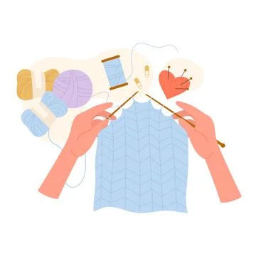 Handcraft knitting workshop Stock Illustration