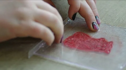 Handcraft. Selective focus on hand. Stock Footage 49669756