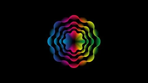 Handcrafted Abstract Multicolor Rainbow Wave Flower Geometric Mandala Backd.. Illustrazione stock