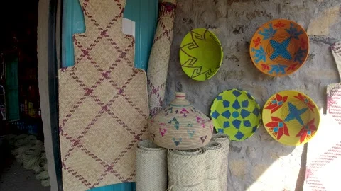 Handcrafted Afghan Baskets Stock Footage 274475864
