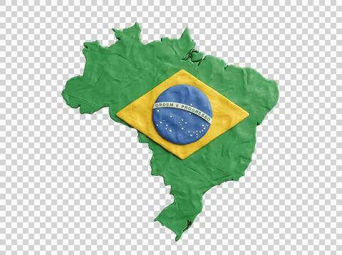Handcrafted Brazil map flag icon for sports and education. Stock Illustration