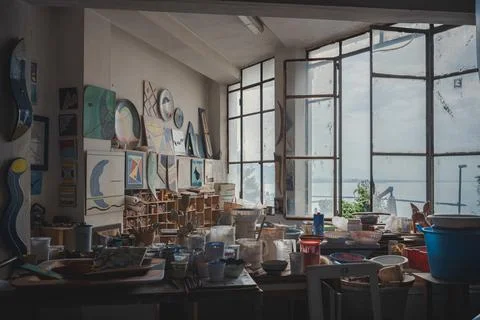 Handcrafted ceramic workshop on the Amalfi coast Stock Photos