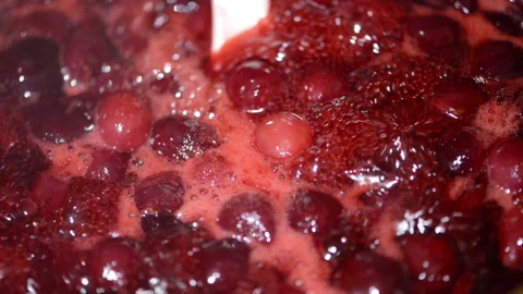 Handcrafted Cherry Marmalade in a Pot Stock Footage 247049670