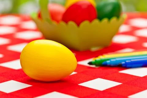 Handcrafted easter eggs Stock Photos