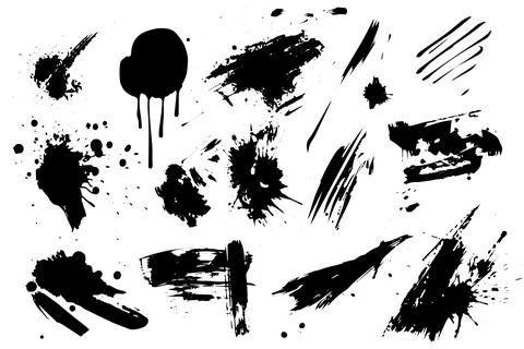 Handcrafted Elements Collection: Ink Splatter Sketch Styles and Textures Designs Stock Illustration