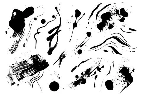 Handcrafted Elements Collection: Ink Splatter Sketch Styles and Textures Designs Stock Illustration