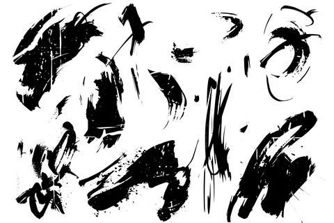 Handcrafted Elements Collection: Ink Splatter Sketch Styles and Textures Designs Stock Illustration