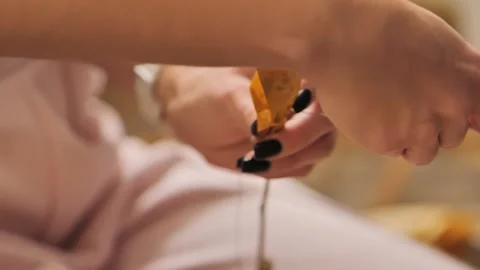 Handcrafted Flower Made From Maple Leaf Using Floristry Craft Technique Stock Footage 327554778