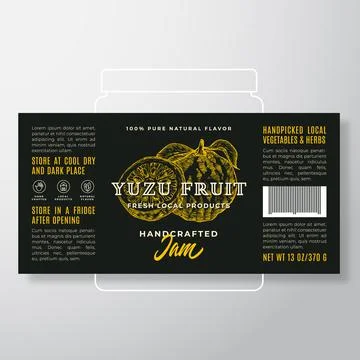 Handcrafted Fruit Jam Label Template. Abstract Vector Packaging Design Layout Stock Illustration