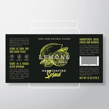Handcrafted Fruit Spread or Jam Label Template. Abstract Vector Packaging Design Stock Illustration