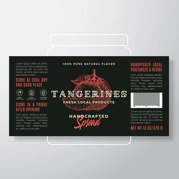 Handcrafted Fruit Spread or Jam Label Template. Abstract Vector Packaging Design Stock Illustration