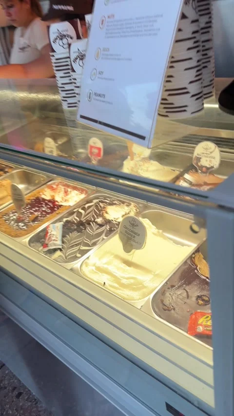Handcrafted ice cream stand on Ocean Drive street in south Miami Beach Stock Footage 250053838
