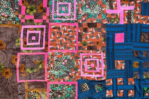 Handcrafted motley patchwork cloth 스톡 사진