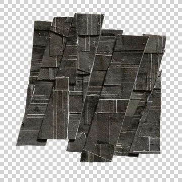 Handcrafted rectangular intricate design created from shredded black paper Ilustração Stock