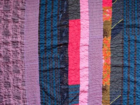 Handcrafted stitched silk patchwork cloth Fotos de archivo