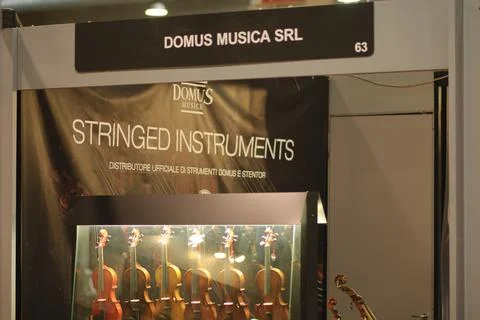 Handcrafted Stringed Musical Instruments Exhibited at Cremona Musica Stock Photos