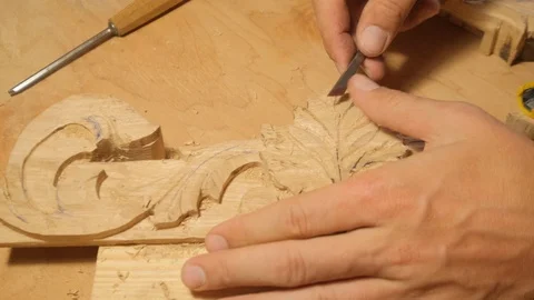 Handcrafting with wood Stock Footage 122004742