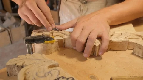 Handcrafting with wood Stock Footage 122004969