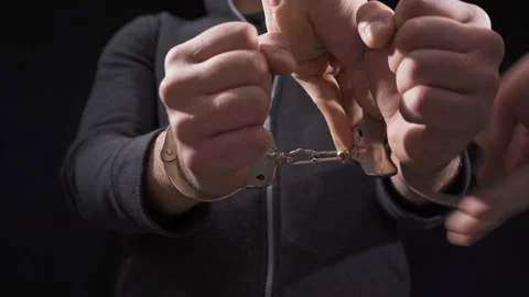 Handcuff. Catching the criminal. Stock Footage 221652188