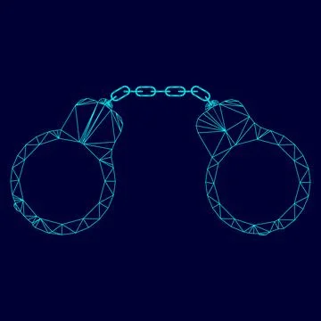 Handcuff low poly triangulation triangulated polygonal electric cyan blue vib Ilustración de archivo