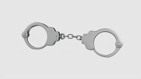 Handcuff Rotating on a Transparent Background. Seamless Loop. Metal Handcuff. 4K Stock Footage 294048490