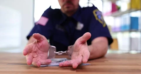 Handcuffed FBI agent arrested for bribe with cash in office Stock Footage 248312628