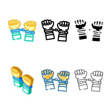Handcuffed hands crime forms color icon vector Stock Illustration