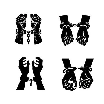 Handcuffed hands set Stock-Illustration