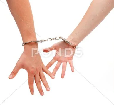 Handcuffed man and woman Stock Photos