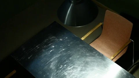 Handcuffed Man Escorted into Interrogation Room HD Video Stock Footage 91584809