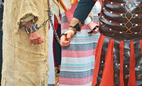 Handcuffed  prisoner Stock Photos