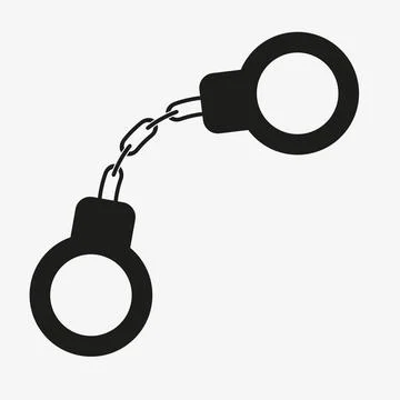 Handcuffs black vector icon on white background Stock Illustration